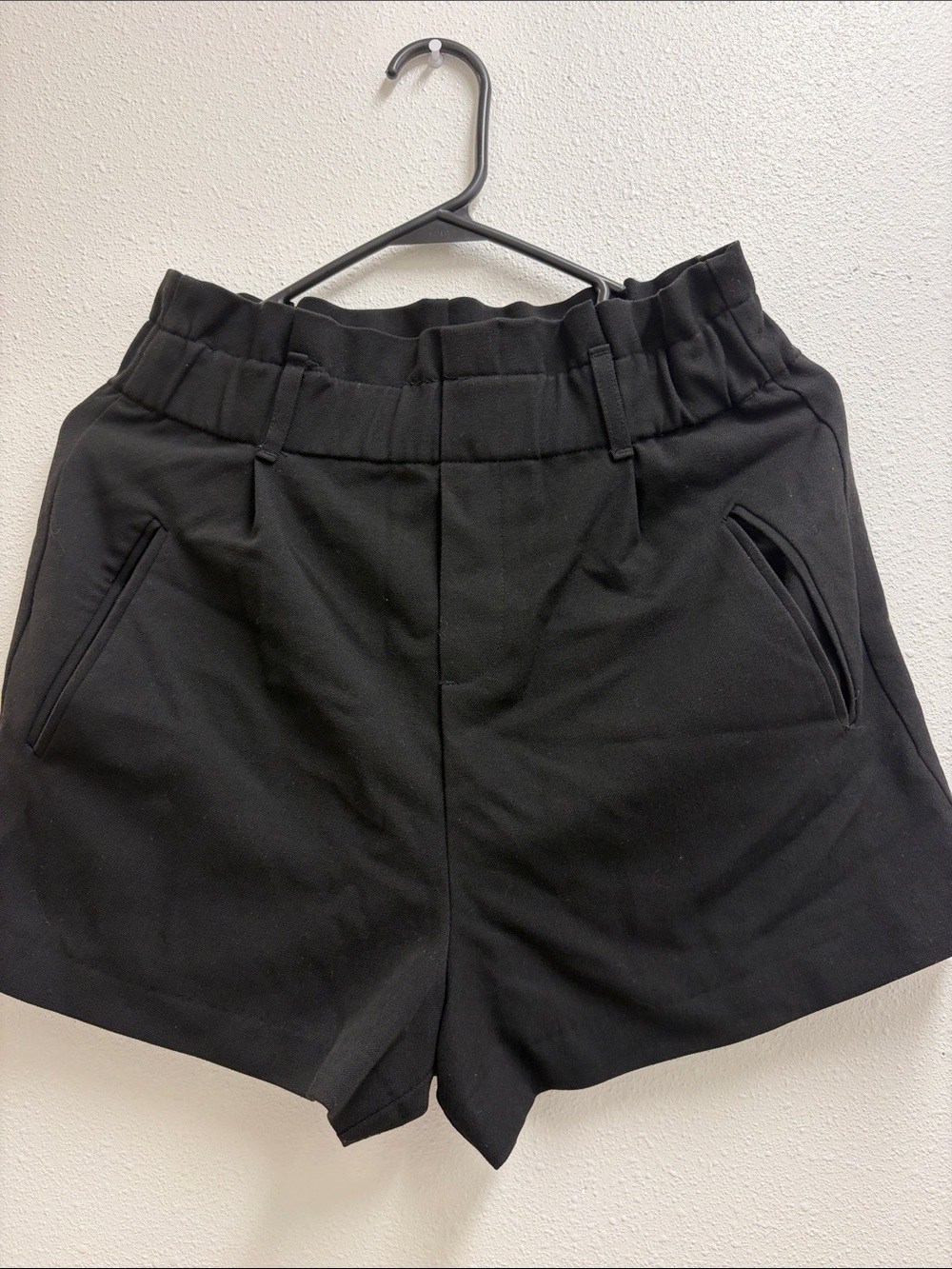 Zara Black High-Waist Paperbag Tailored Shorts